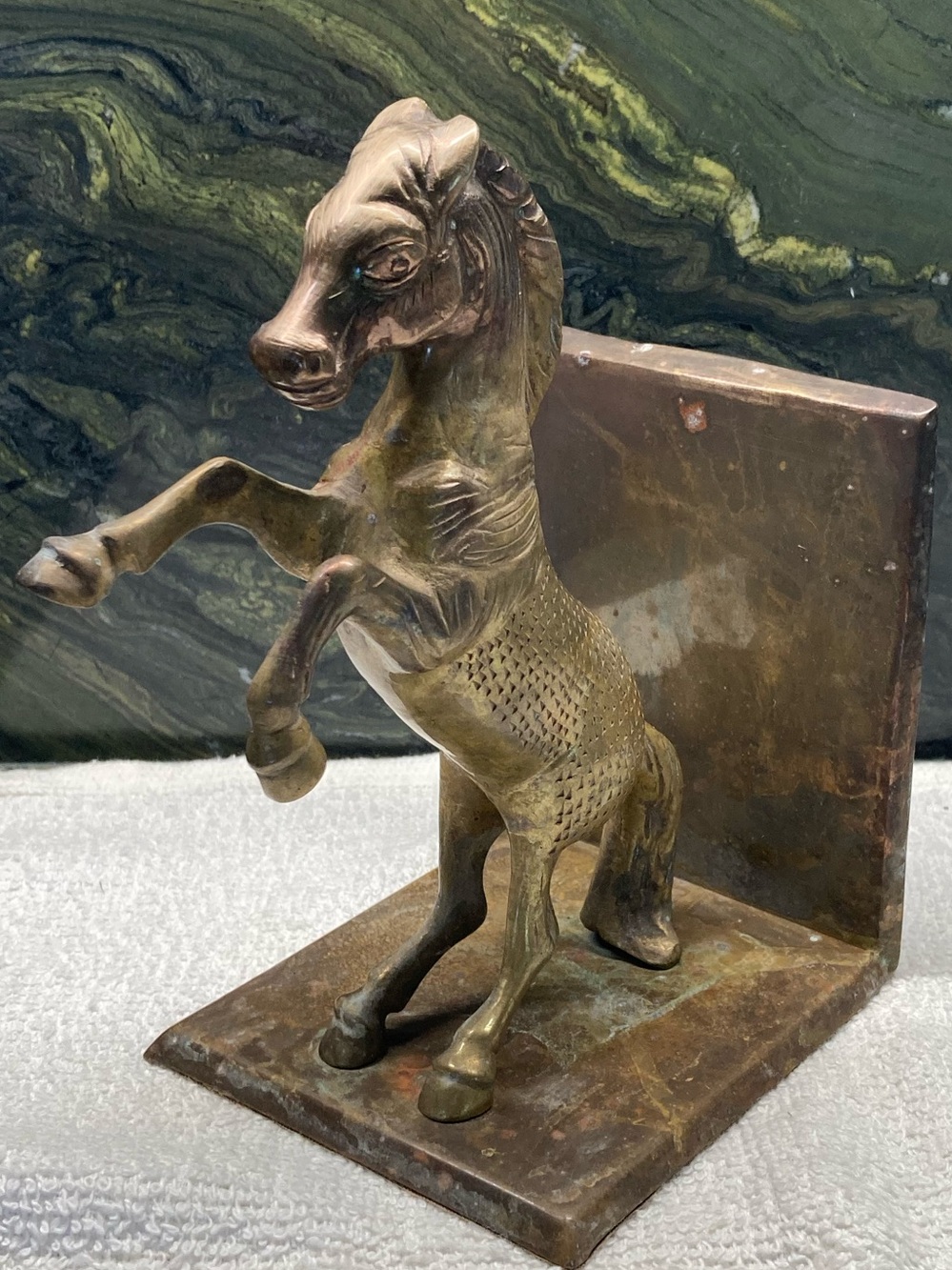 Horse Bookend Brass Sculpture Vintage Golden Finish - Picture 8 of 14